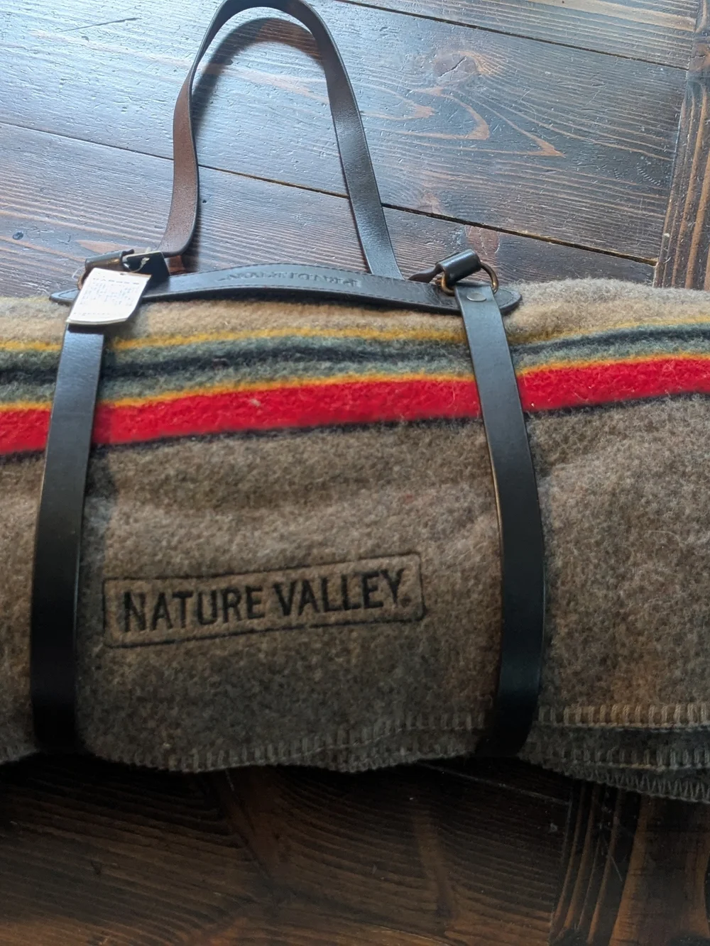 Pendleton Nature Valley Wool Blanket Roll - Brown with Red & Gold Stripes
